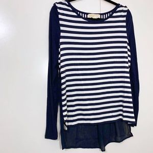 NEW MK striped top sheer back navy